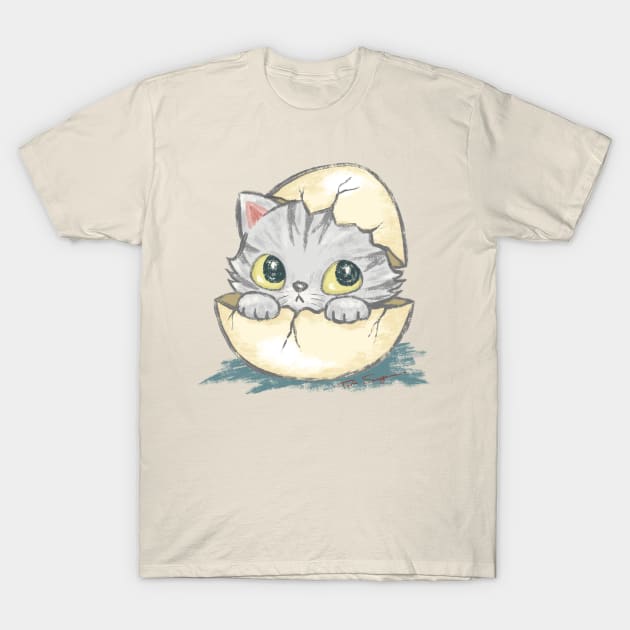 Egg Kitten T-Shirt by sanogawa